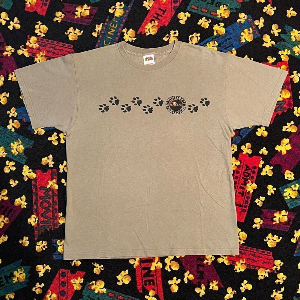 •VTG• Serengeti Trek Staff Front & Back Tan Graphic Tee Shirt / Size L